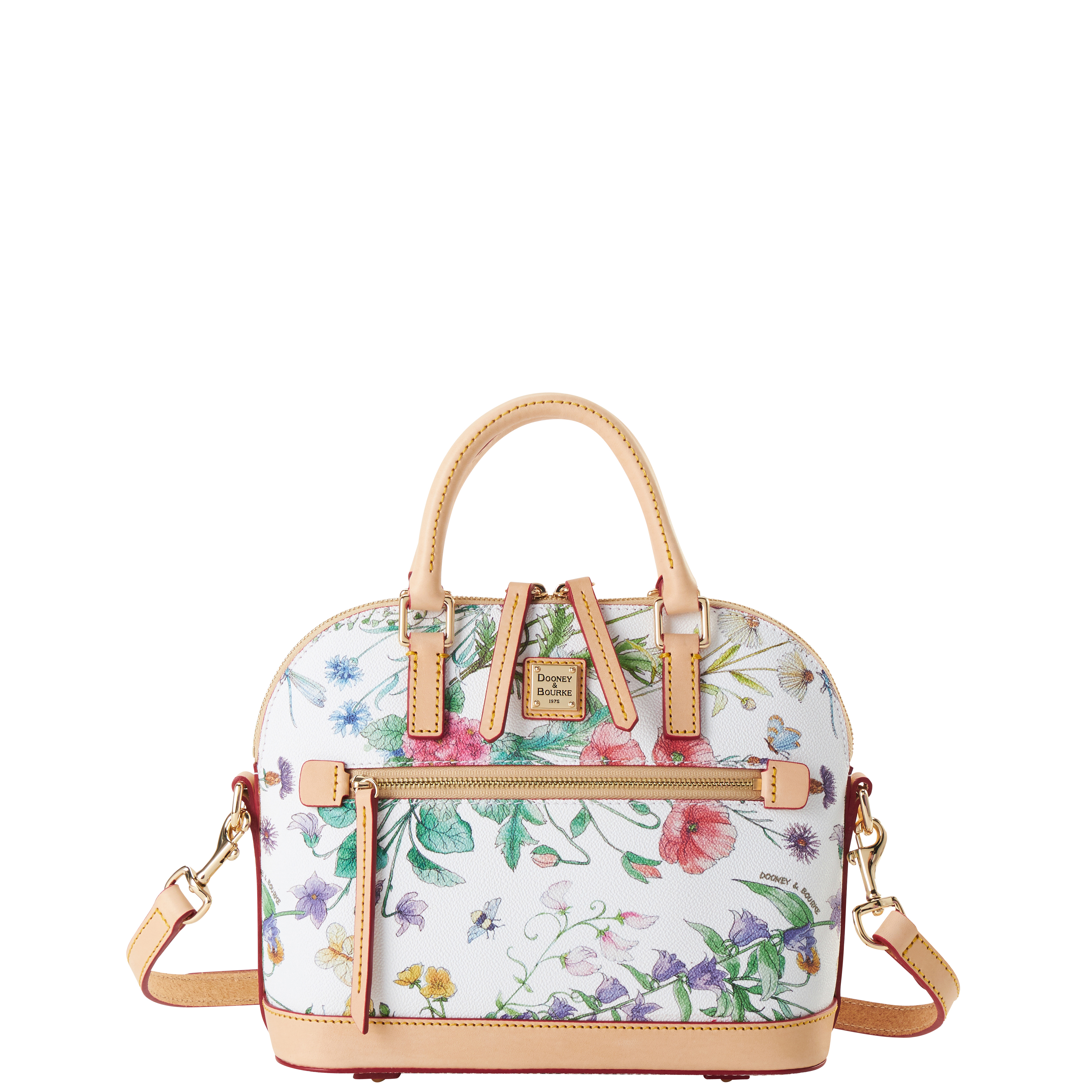 Dooney & Bourke Women's Botanical Small Domed Zip Coated Cotton Satchel in White