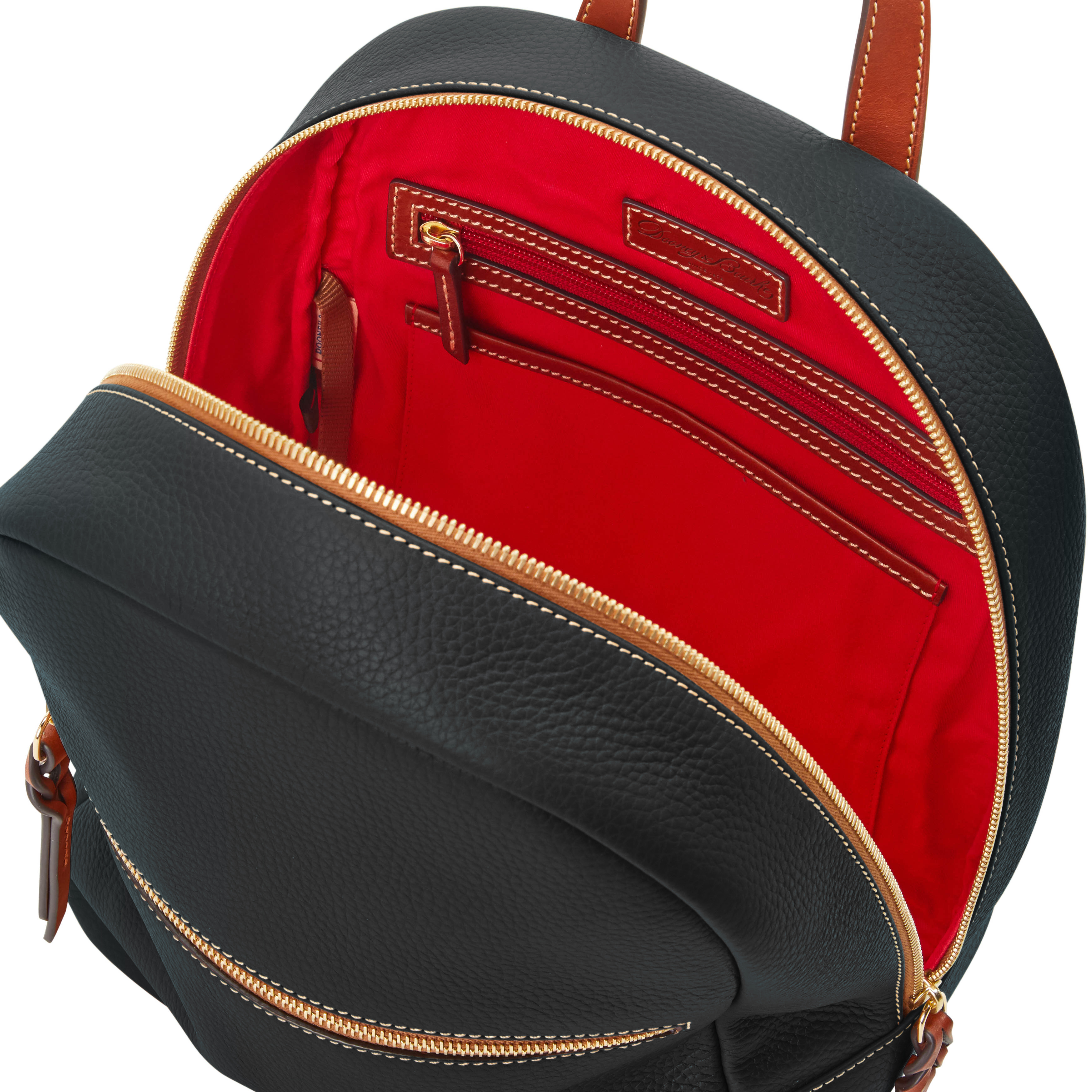 dooney bourke pebble collection ron leather medium backpack - caramel & Blue One inside zip pocket Dooney & Bourke Pebble Grain