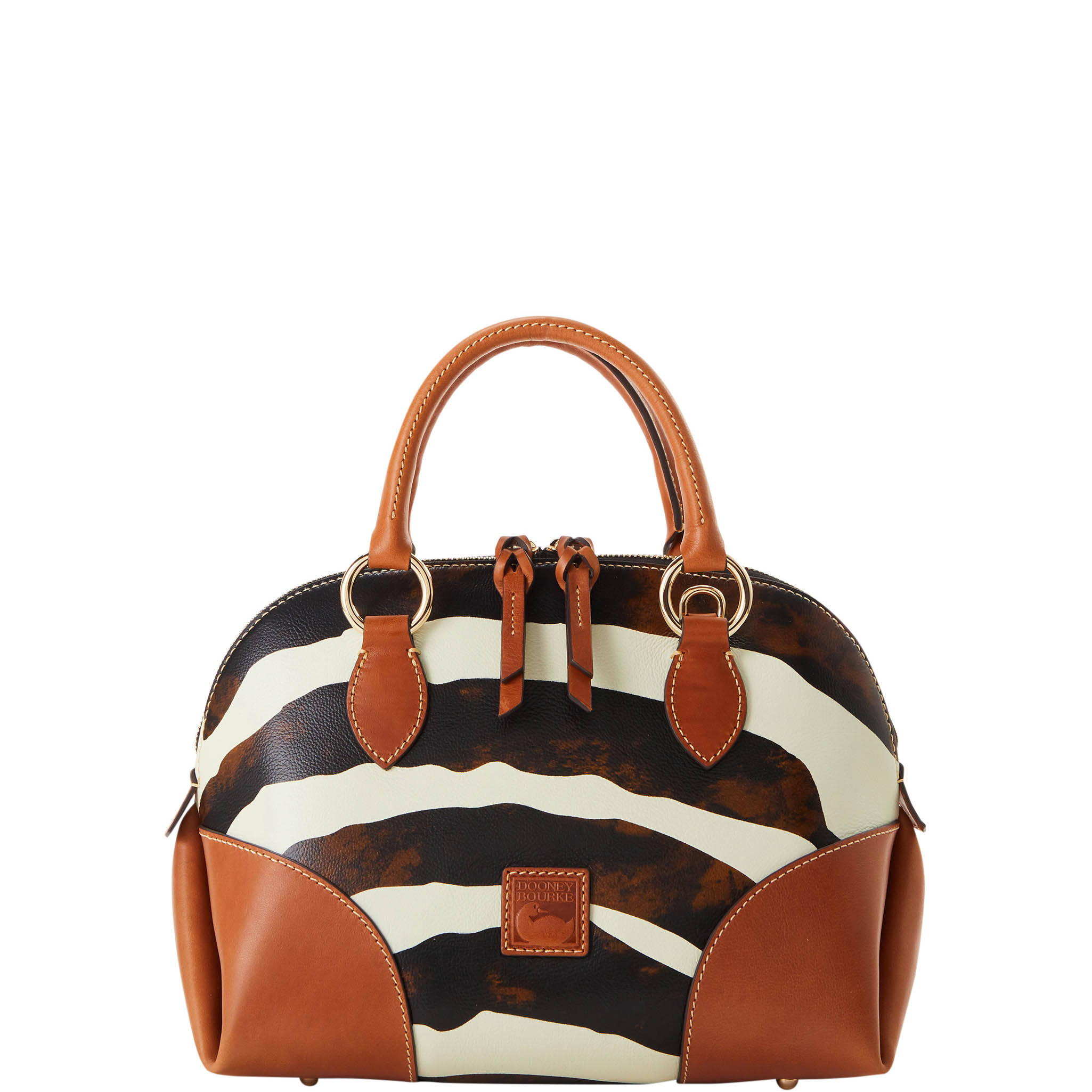 Dooney Bourke Zebra Leather Domed Satchel 196546262115|