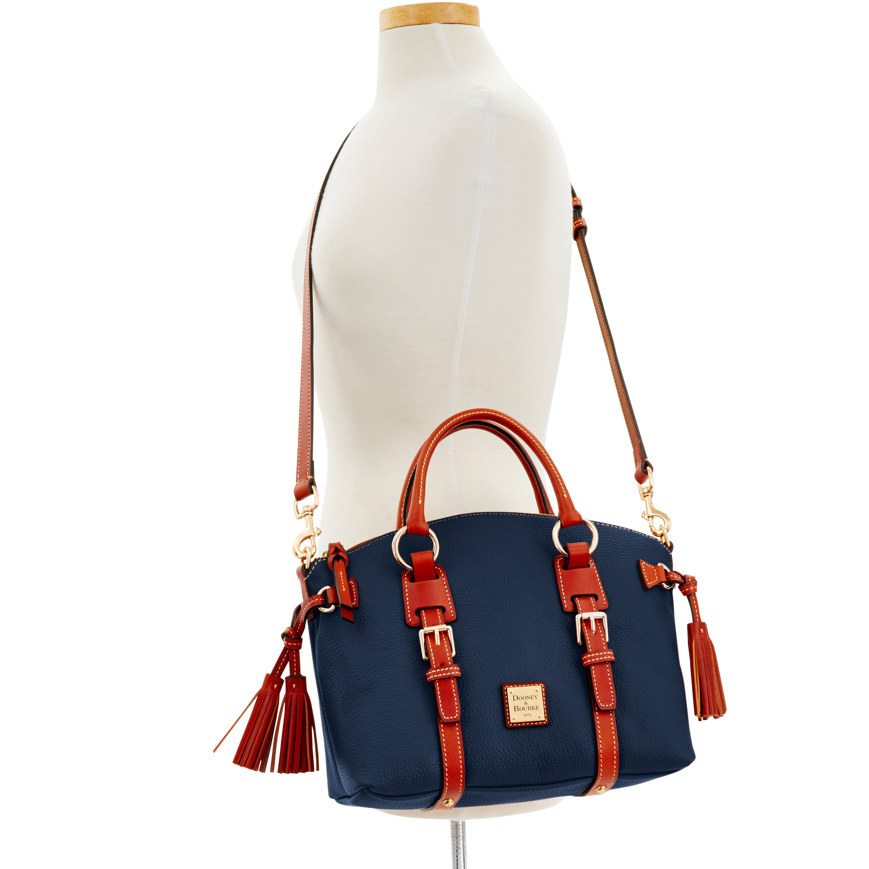 Borsa A Traversa Dooney &amp; Bourke Pebble Grain Presley - Blu Notte - Dettaglio $348